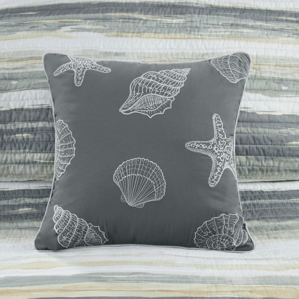 Marina 6 Piece Quilted Microfiber Coverlet Set with Throw Pillows - Yellow