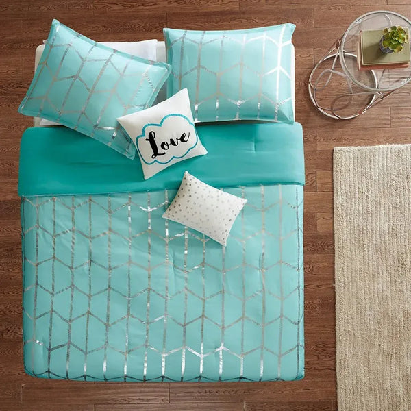 Raina Metallic Printed Comforter Set by Intelligent Design - Gifts for You 'n Me
