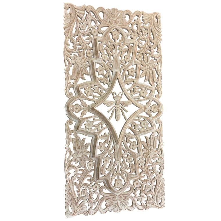 Queen Bee 3-D Carved Wood Wall Art Panel