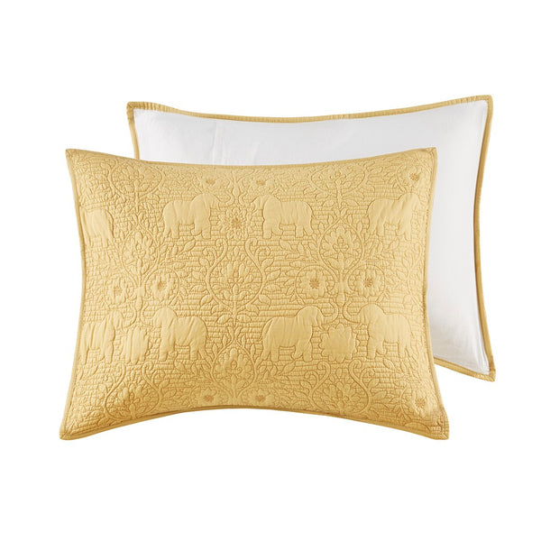 Kandula 3 Piece Reversible Cotton Quilt Set in Yellow