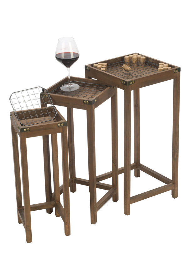 Vineyard Narrow Nesting Cork Display Tables, Set of 3