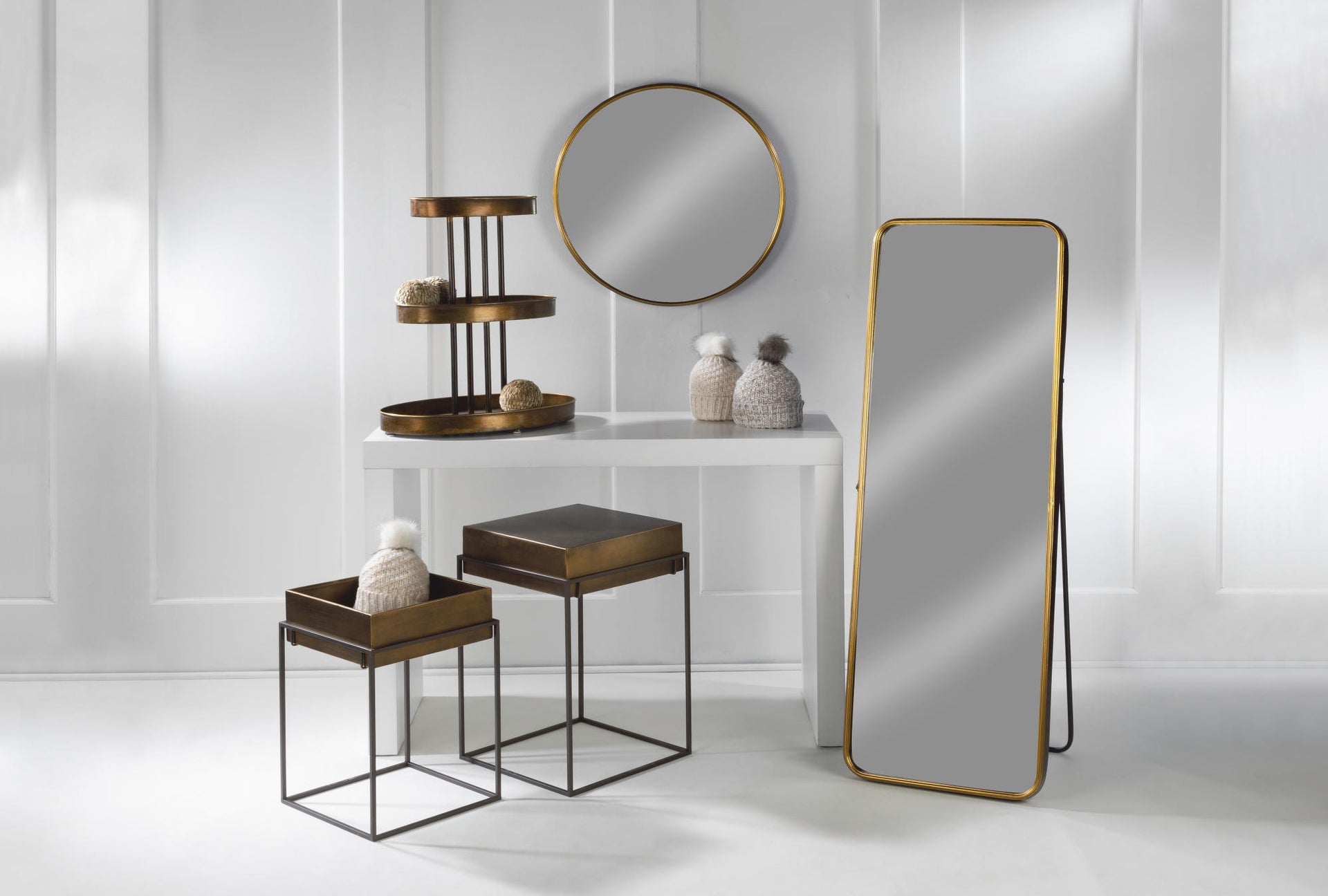 Metal Convertible Side Tables/Bins Set