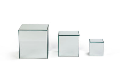 Square Glass Mirror Risers - Set of 3