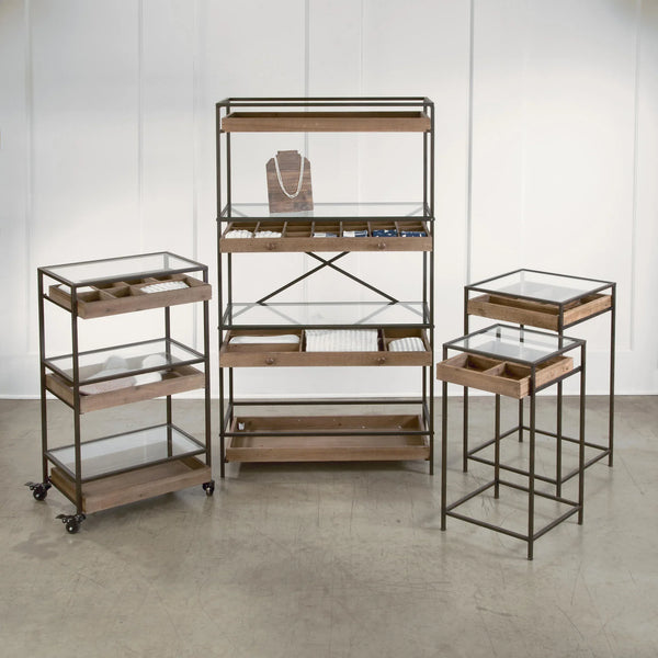 Set of 2 Side Tables with Glass Top Storage Drawer - Gifts for You 'n Me