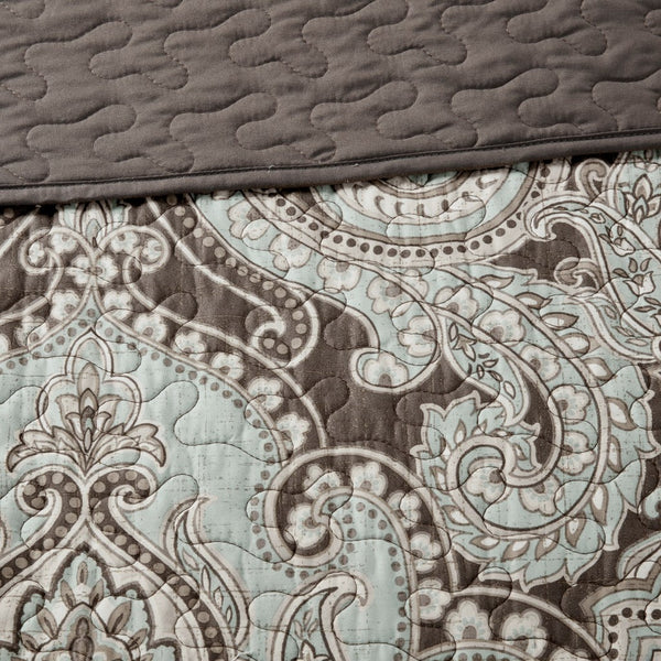 Geneva 6 Piece Reversible Coverlet Set - Brown