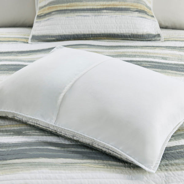 Marina 6 Piece Quilted Microfiber Coverlet Set with Throw Pillows - Yellow