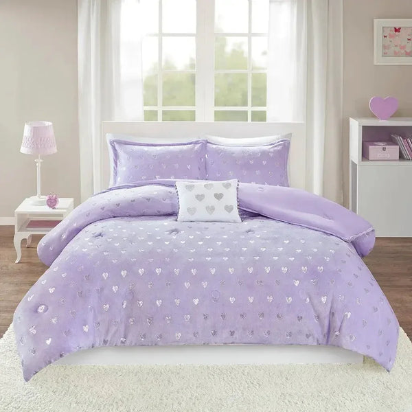 Rosalie Metallic Printed Plush Comforter Set by Mi Zone - Gifts for You 'n Me