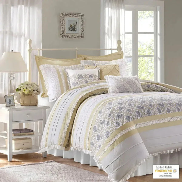 Dawn 9 Piece Cotton Percale Comforter Set by Madison Park - Gifts for You 'n Me