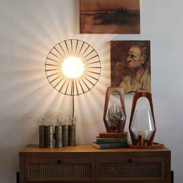 Strobe Glass and Iron Wall Sconce Lamp