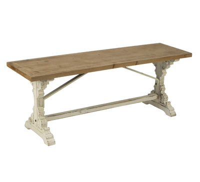 Antiqued Wooden French Farmhouse Bench