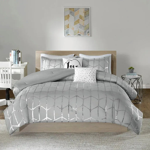 Raina Metallic Printed Comforter Set by Intelligent Design - Gifts for You 'n Me