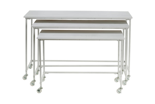 White Nesting Tables w/ Casters (Set of 3)