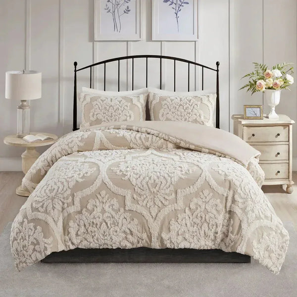 Viola 3 Piece Tufted Cotton Chenille Damask Comforter Set by Madison Park - Gifts for You 'n Me