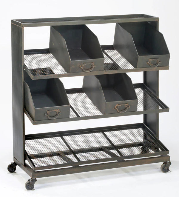 Industrial Black Iron 12-Bin Shelf - Gifts for You 'n Me