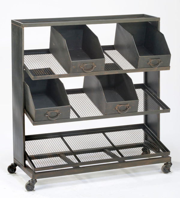 Industrial Black Iron 12-Bin Shelf