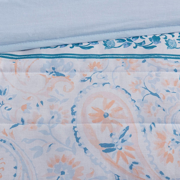 Emmaline Patchwork Printed Cotton Reversible Coverlet Set