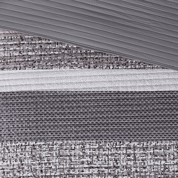 Rhapsody 6 Piece Reversible Jacquard Quilt Set with Throw Pillows in Grey/Taupe