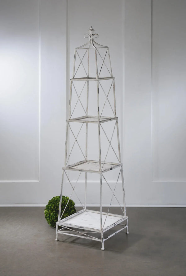 Stackable 4 Tier Metal Obelisk in Gunmetal or White - Gifts for You 'n Me