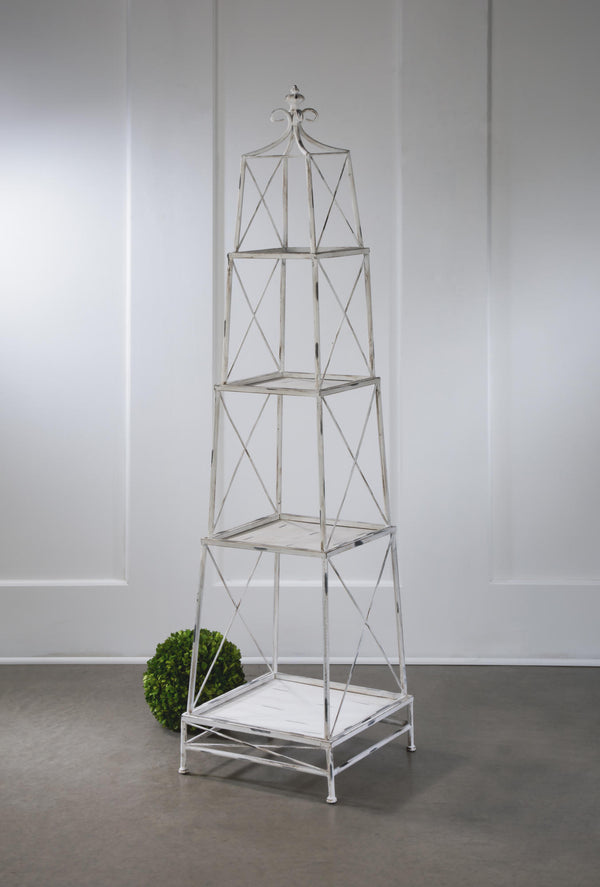 Stackable 4 Tier Metal Obelisk in Gunmetal or White - Gifts for You 'n Me