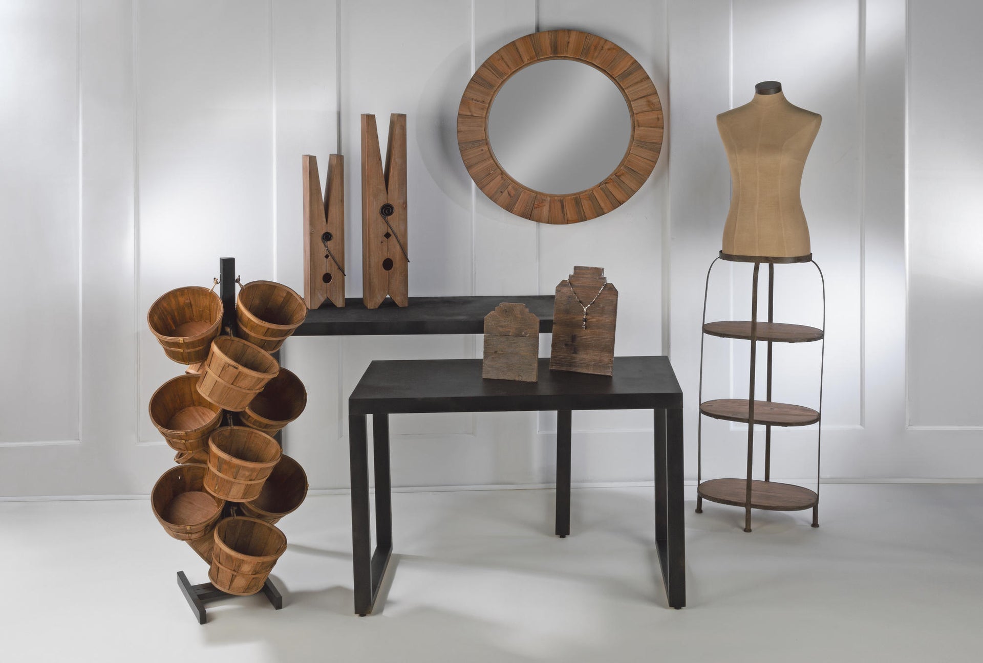 Natural Clothespin Shelf - Set/2