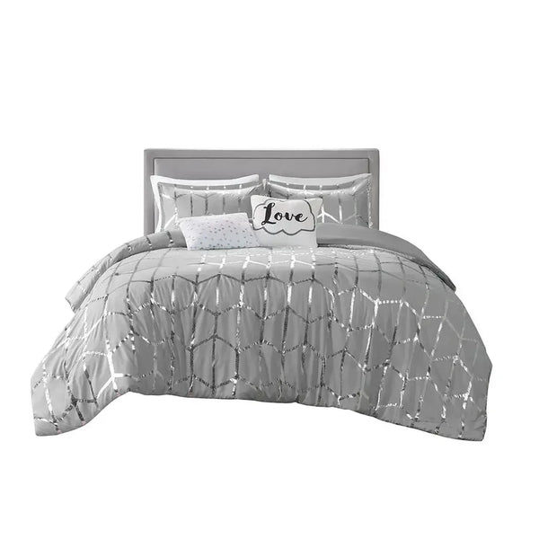 Raina Metallic Printed Comforter Set by Intelligent Design - Gifts for You 'n Me