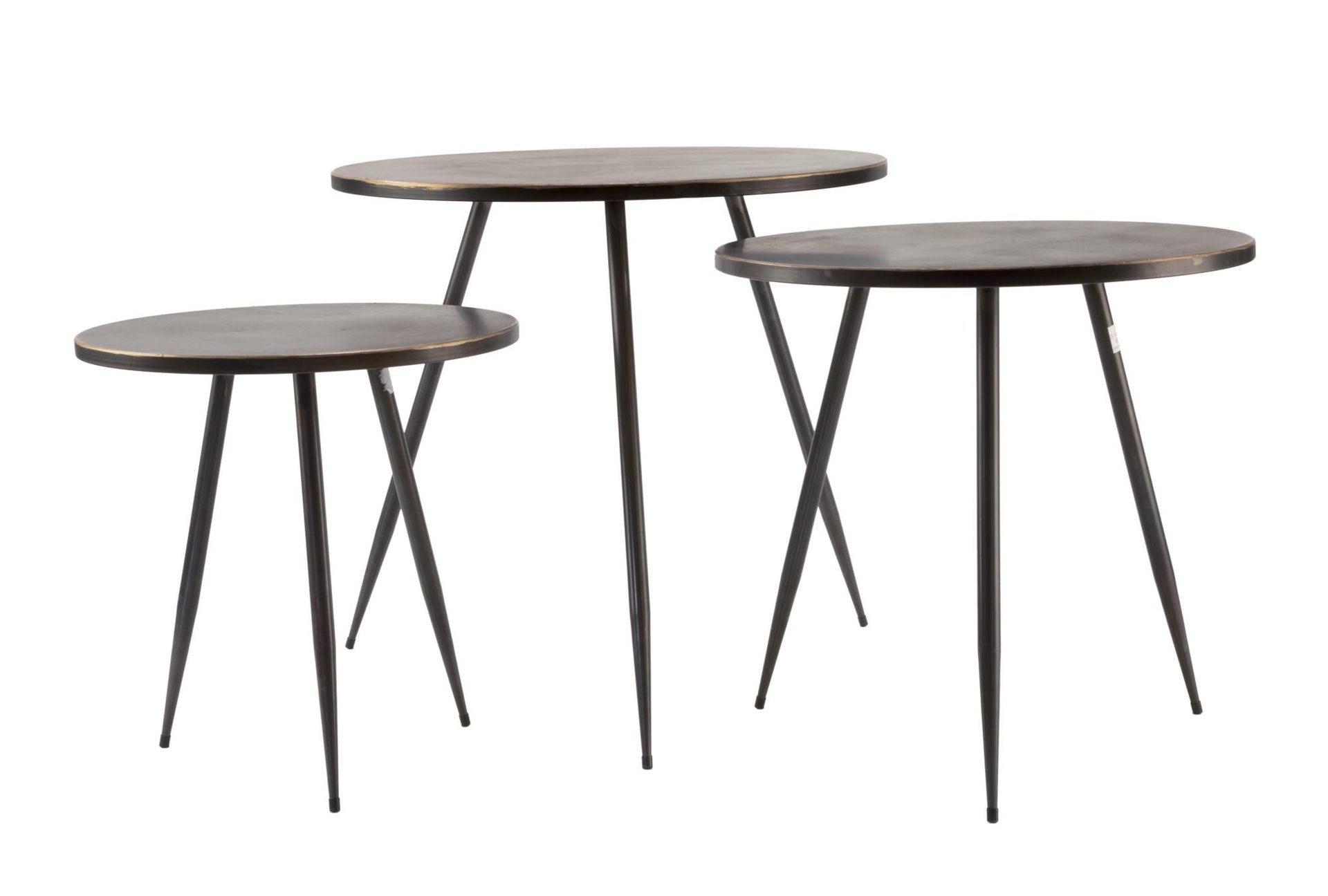 Gold Edge Metal Side Tables - Set of 3