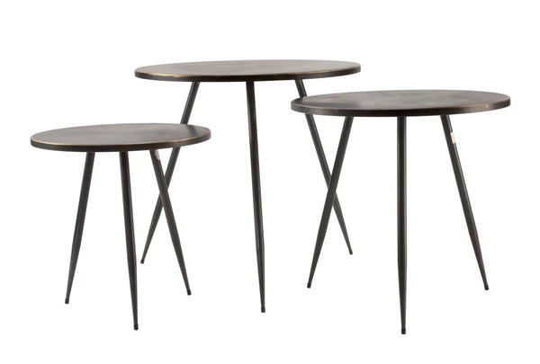 Gold Edge Metal Side Tables - Set of 3 - Gifts for You 'n Me