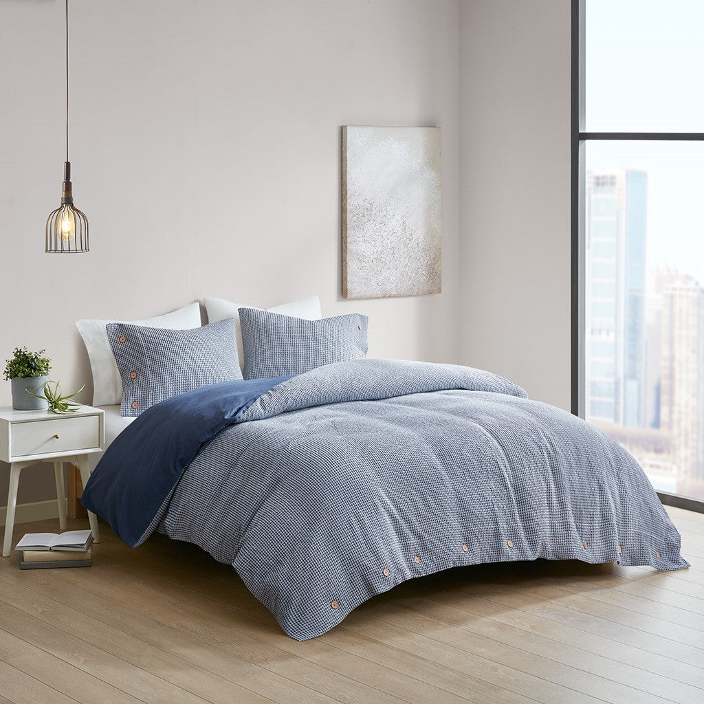 Mara 4 PC Cotton and Rayon from Bamboo Blend Waffle Weave Comforter Cover Set w/removable insert