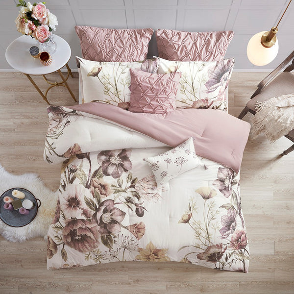 Cassandra 8 Piece Cotton Printed Comforter Set - Blush - Gifts for You 'n Me