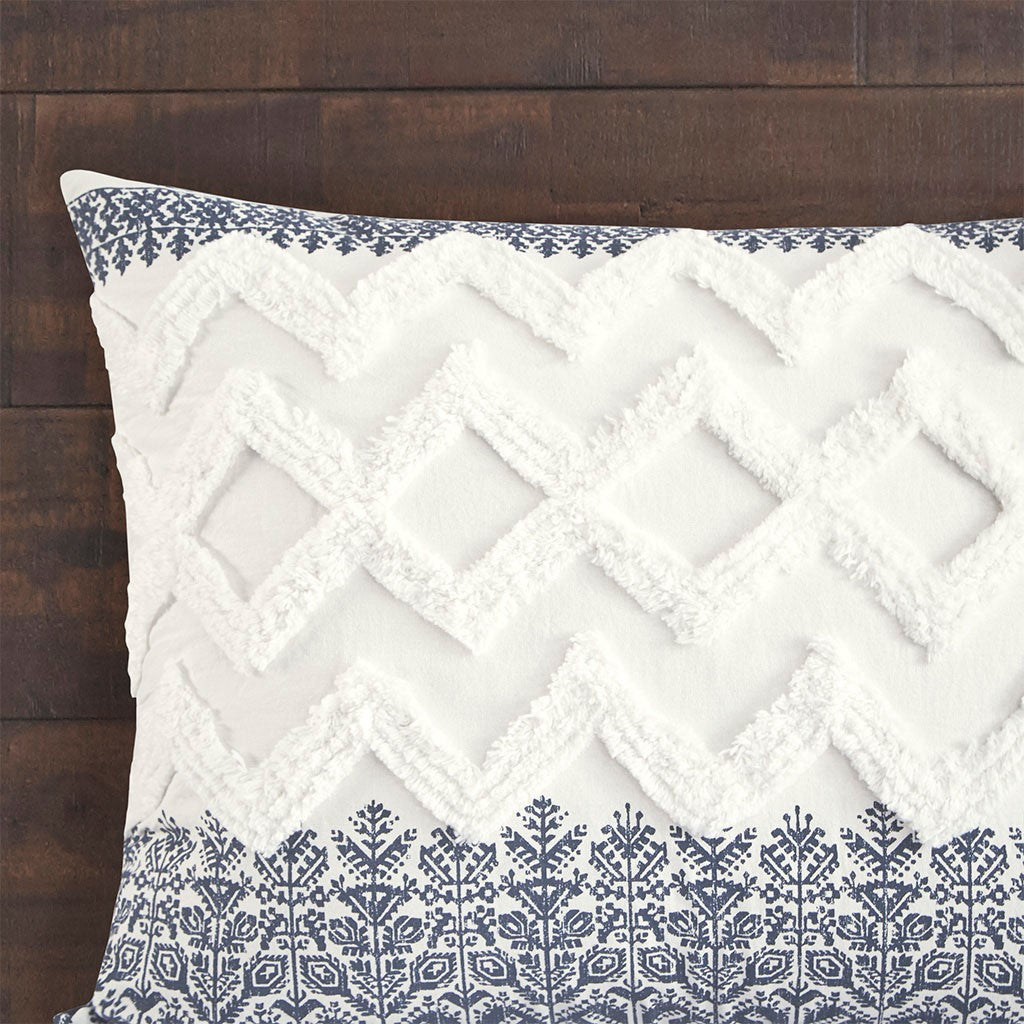 Mila 3 Piece Cotton Navy Comforter Set with Chenille Tufting by INK+IVY