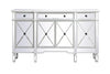 Elegant 60 Inch Mirrored Credenza in Antique White