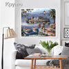 Foreign trade digital oil painting DIY hand-painted building abstract living room decoration hanging oil color painting customized generation