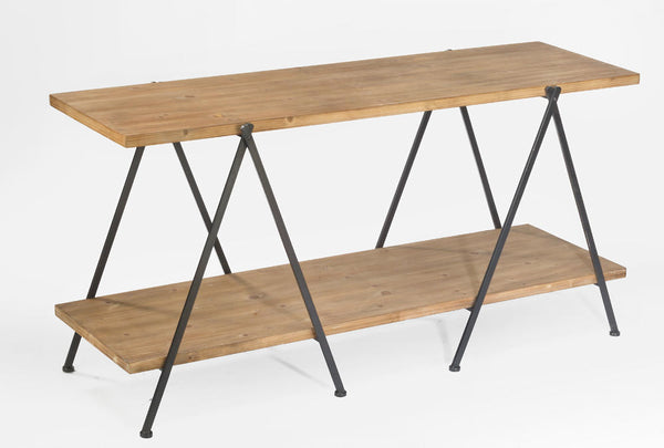 2-Tier Wooden Plank Table