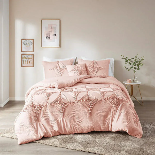 Colette 4 Piece Blush Comforter Set by Madison Park - Gifts for You 'n Me