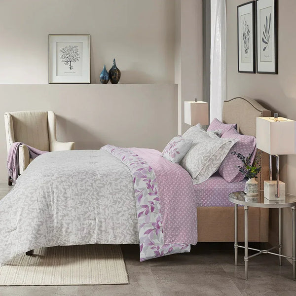 Sofia Reversible Comforter Set with Bed Sheets in Purple - Gifts for You 'n Me