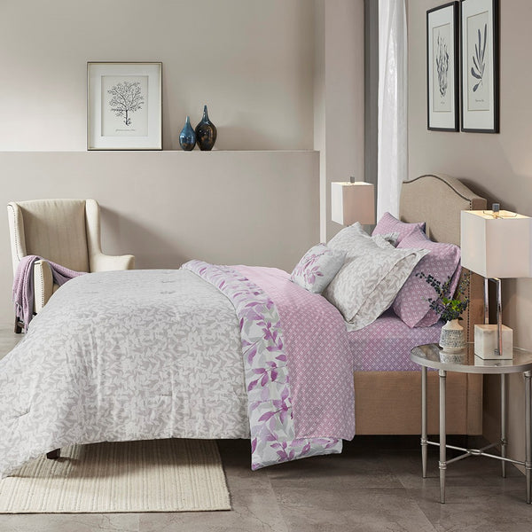Sofia Reversible Comforter Set with Bed Sheets in Purple - Gifts for You 'n Me
