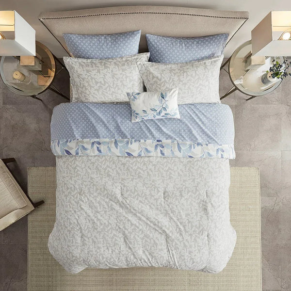 Sofia Reversible Comforter Set with Bed Sheets in Blue - Gifts for You 'n Me