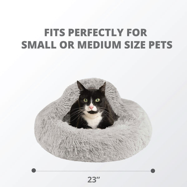 Luna Hooded Round Pet Bed by Friends Forever - • SIZE: D 23