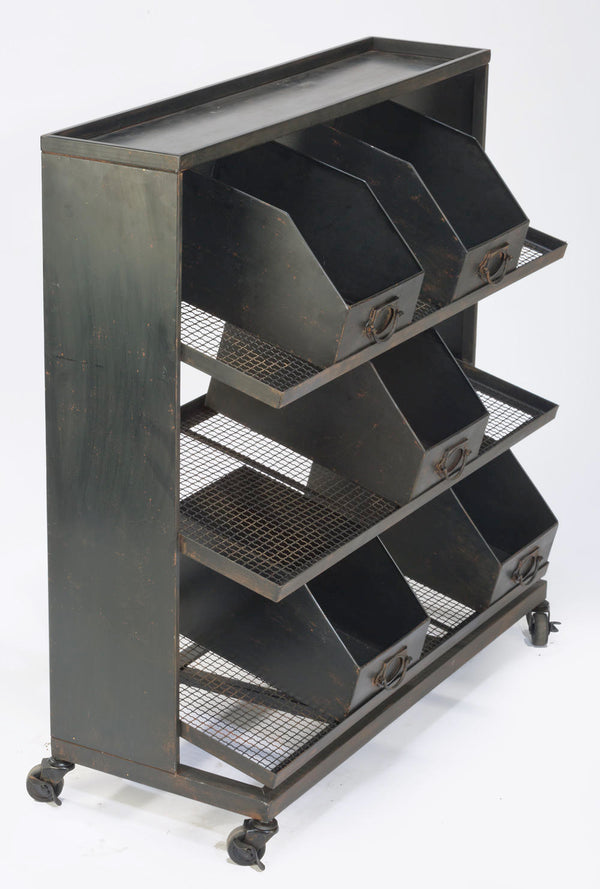 Industrial Black Iron 12-Bin Shelf