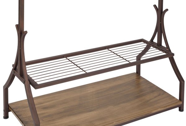 Garment Rack with Wood Veneer Base