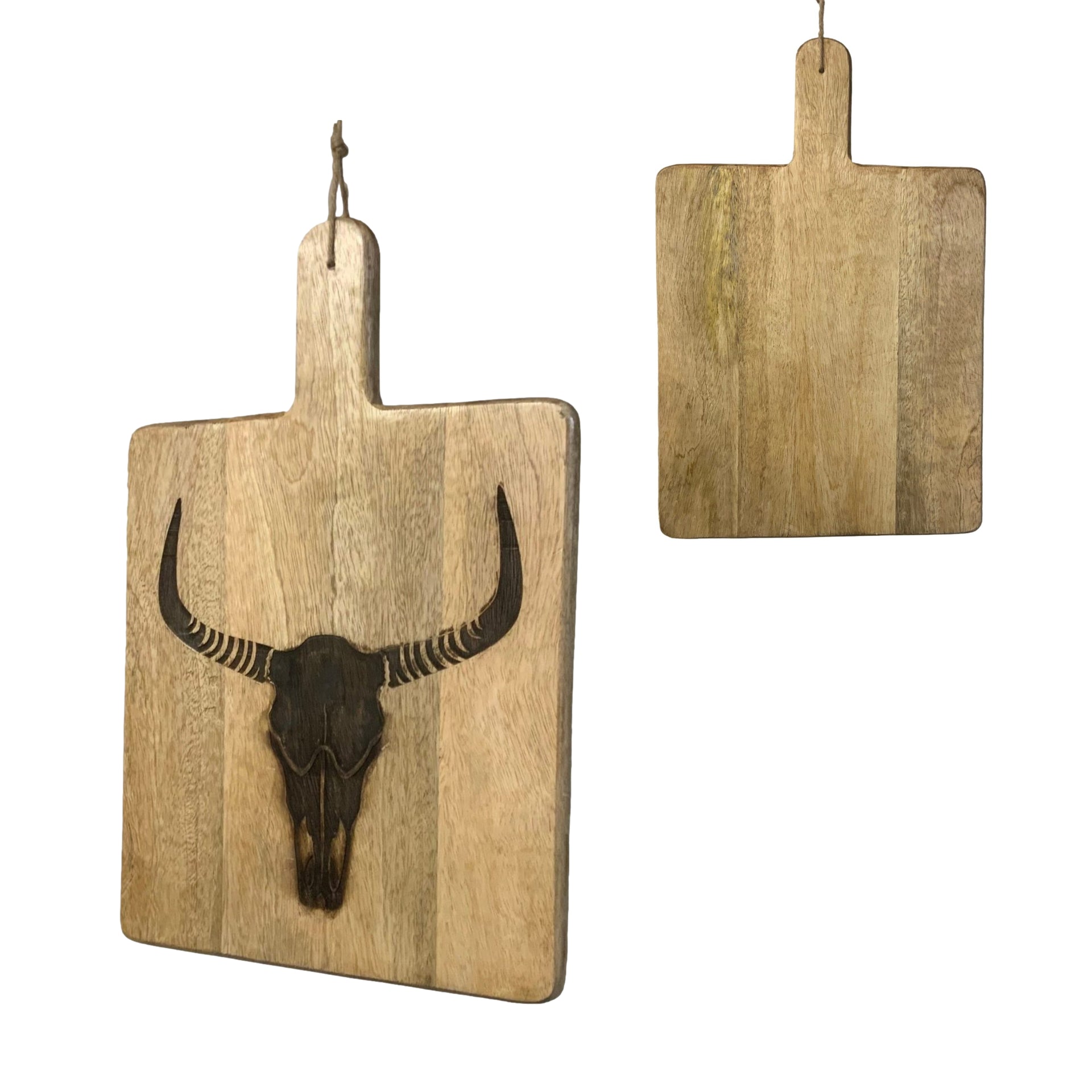 Set of 2 Horse/Longhorn Skull Branding Iron Cutting Boards - Gifts for You 'n Me