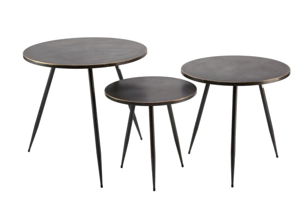 Gold Edge Metal Side Tables - Set of 3 - Gifts for You 'n Me