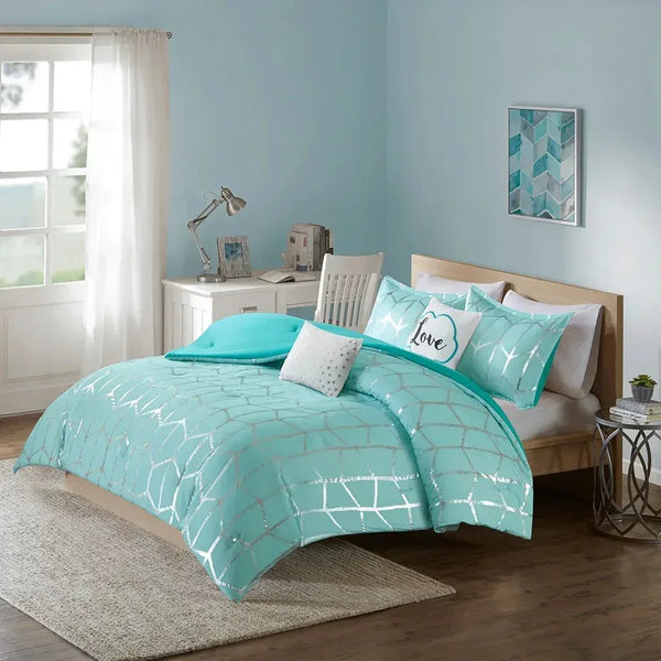 Raina Metallic Printed Comforter Set by Intelligent Design - Gifts for You 'n Me