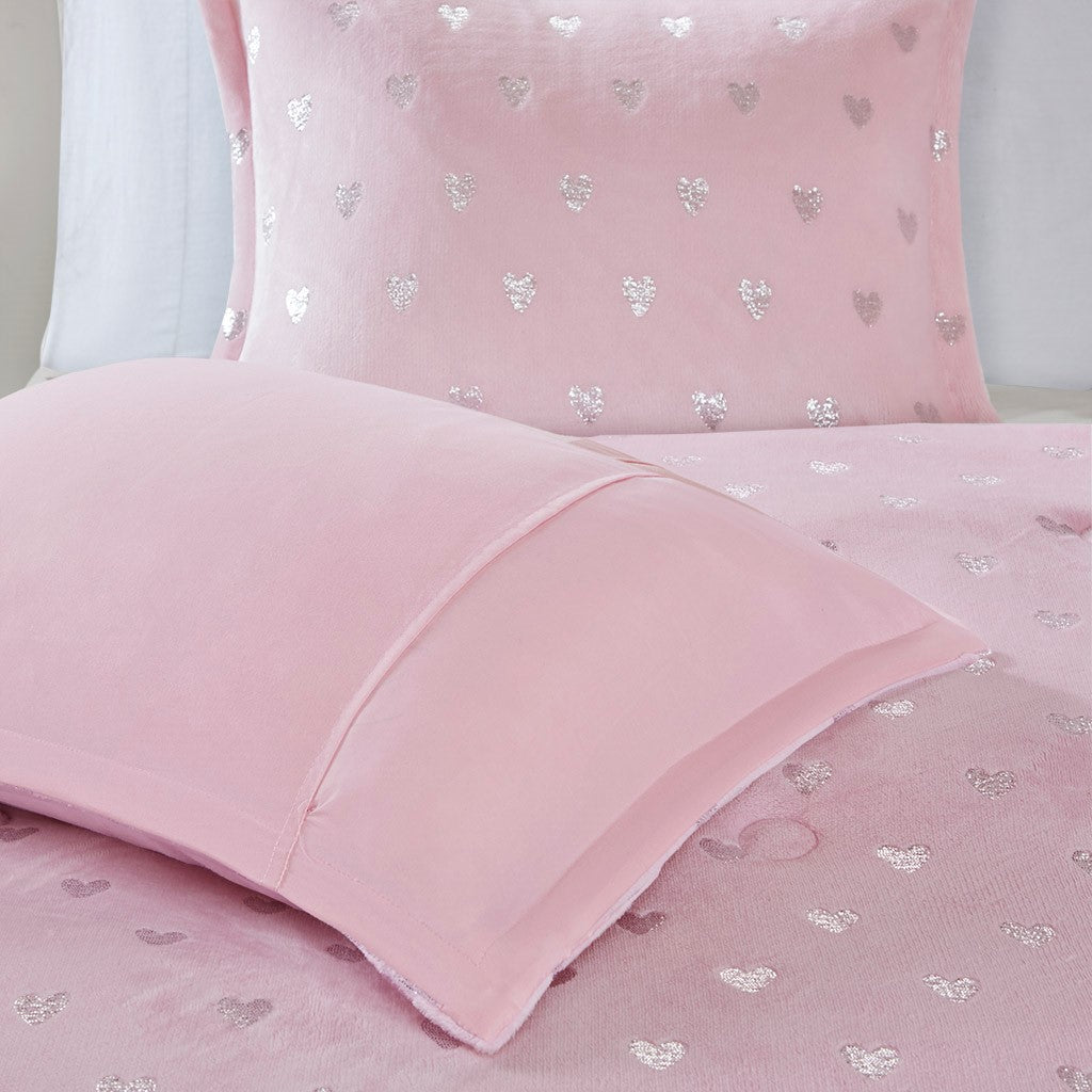 Rosalie Metallic Printed Plush Comforter Set by Mi Zone
