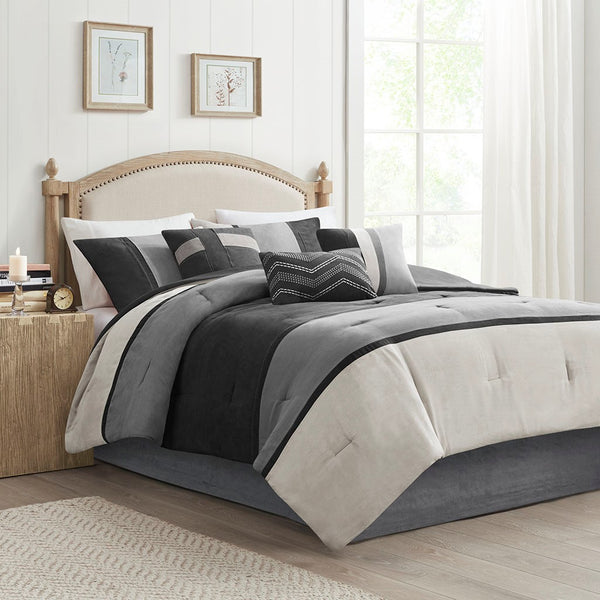 Palisades 7 Piece Faux Suede Comforter Set by Madison Park - Gifts for You 'n Me