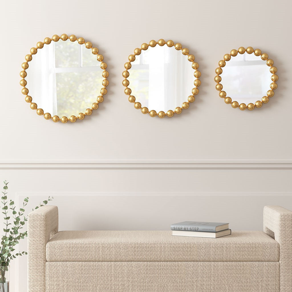 Marlowe Round Gold Wall Decor Mirror 3 Piece Set