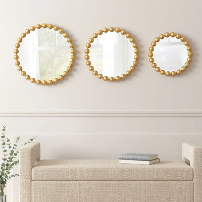 Marlowe Round Gold Wall Decor Mirror 3 Piece Set
