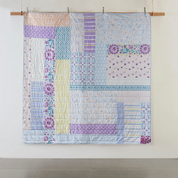 Emmaline Patchwork Printed Cotton Reversible Coverlet Set