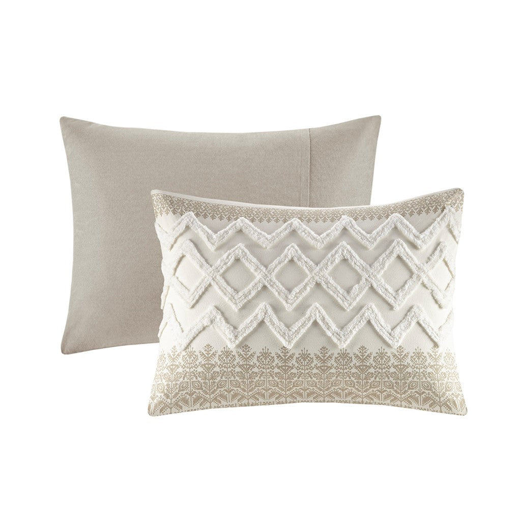 Mila 3 Piece Cotton Taupe Comforter Set with Chenille Tufting by INK+IVY
