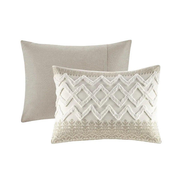 Mila 3 Piece Cotton Taupe Comforter Set with Chenille Tufting by INK+IVY - Gifts for You 'n Me